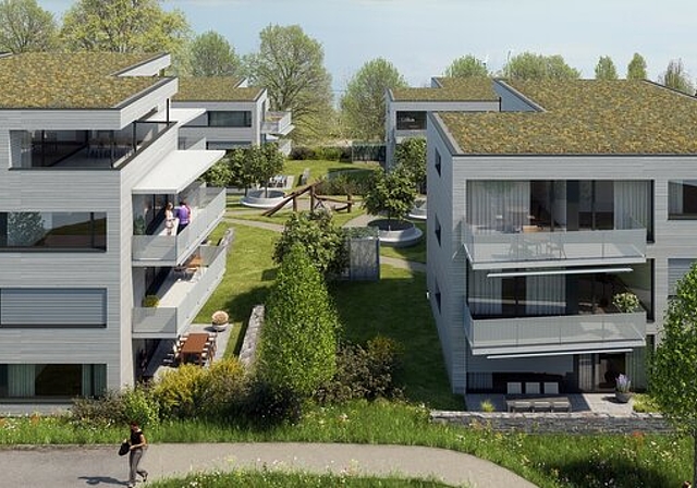 <em>Blick aus jeder Wohnung auf den Hallwilersee: </em>Die Überbauung Widenmatt in Beinwil am See. Visualisierungen: zvg
