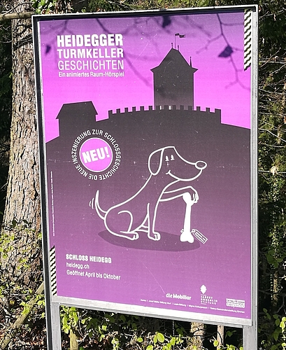 Hund als Star: Catulus auf dem Werbeplakat der «Heidegg». Foto: Fritz Thut