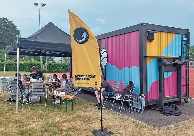 Der Container auf dem Pausenplatz der Schule Meisterschwanden.Foto: zvg