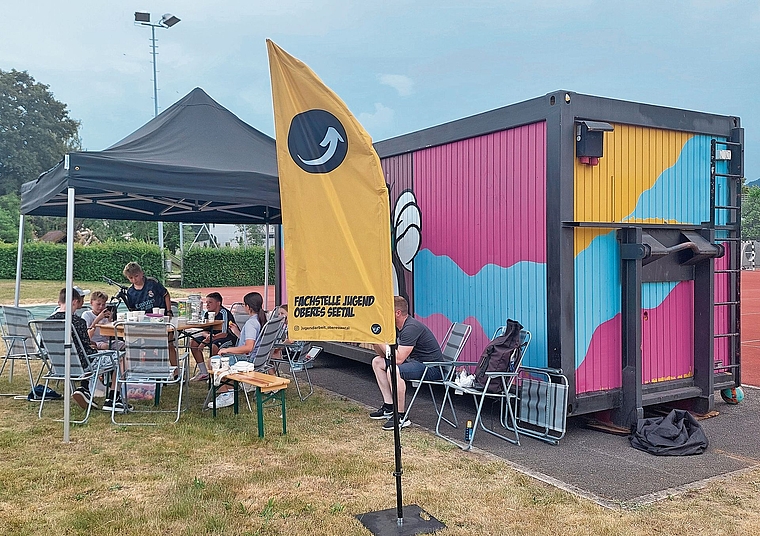 Der Container auf dem Pausenplatz der Schule Meisterschwanden.Foto: zvg