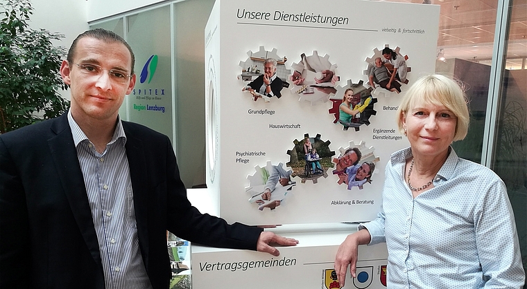 Bieten ab Mai neue Dienstleistung für Schwerkranke und ihre Angehörigen: Spitex-Region-Lenzburg-Geschäftsleiter Daniel Lukic und Claudia Hofmann vom Regionalen Palliative-Zentrum. Foto: Fritz Thut