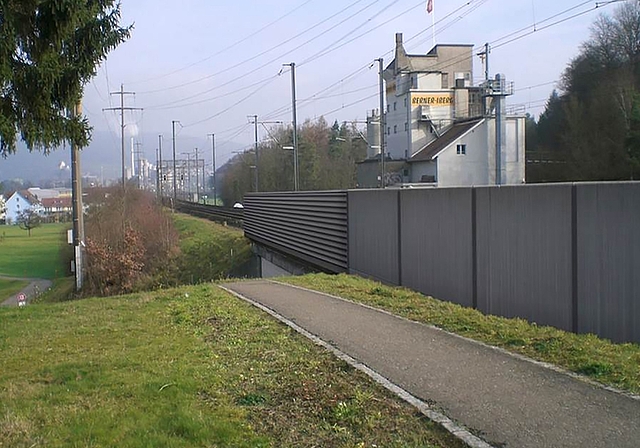 Zukunft: Diese Lärmschutzwand wird das Quartier Blumenweg in Rupperswil vor Bahnlärm schützen.Illustration: zvg