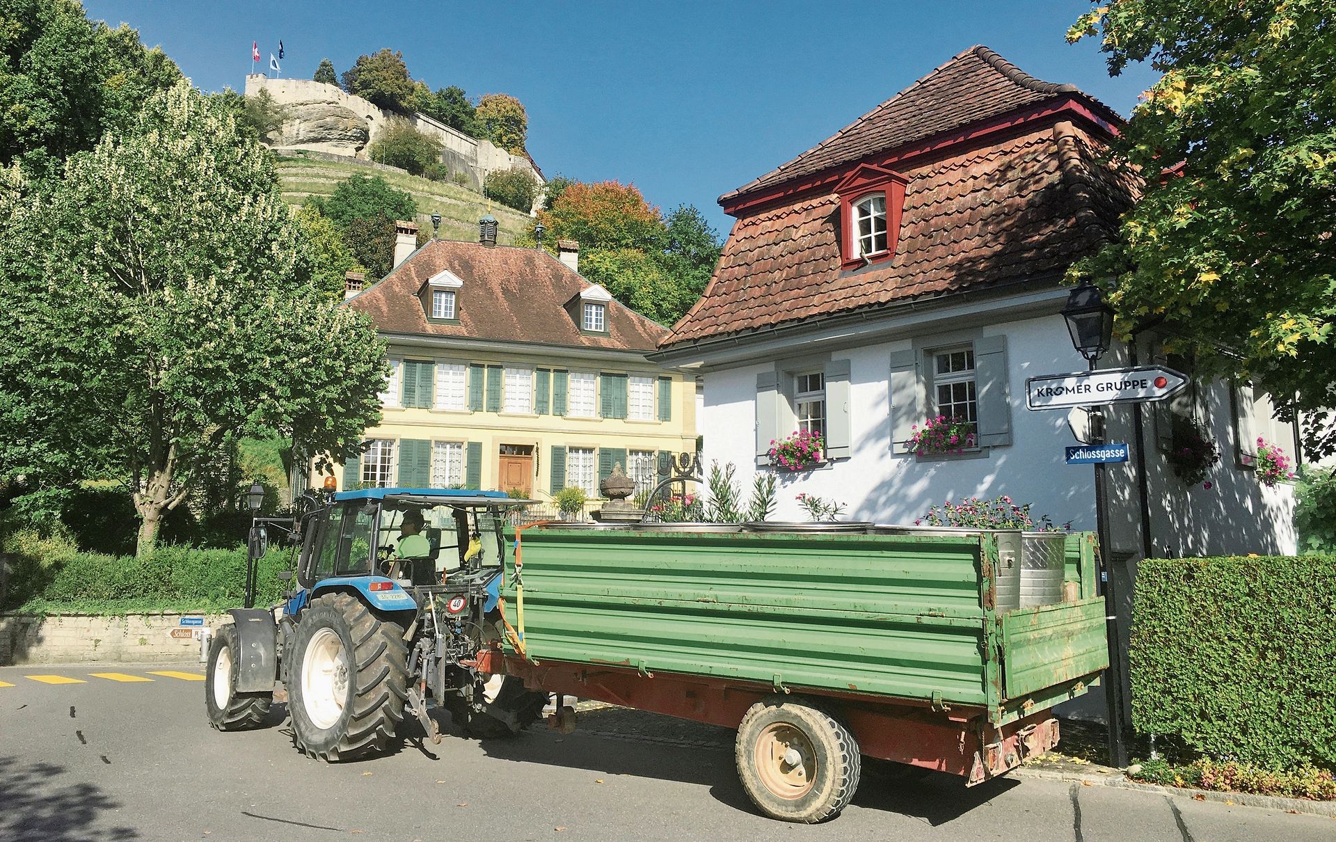 Brigitte Vogel führte das Traubengut vom Rebberg am Schlosshang, der zum Burghalden-Ensemble gehört, nach Seengen zur Kelterung.Foto:  zvg