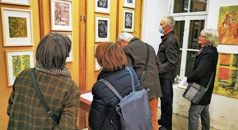 Verschiedene Stilrichtungen: Interessierte Besucher an «Lenzburg stellt aus». Foto: Fritz Thut
