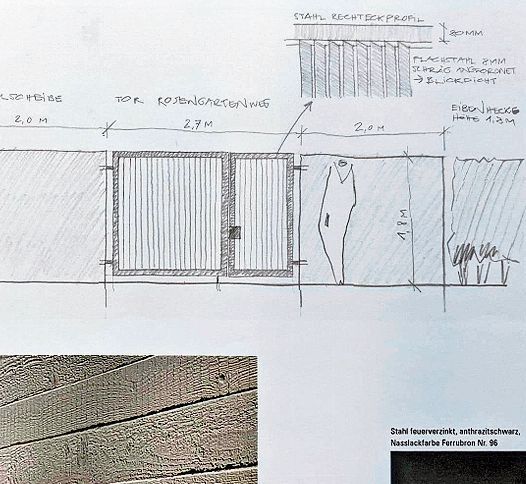 Blickdichter Zugang: Skizze aus dem Baugesuch für das Lenzburger Friedhoftor. Foto: zvg