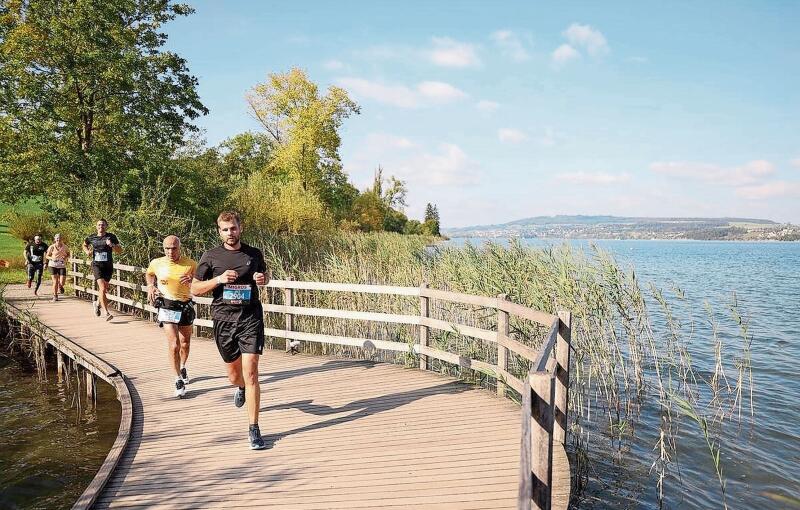 «Der Hallwilerseelauf ist eine Erfolgsgeschichte»: Passage entlang dem Seeufer kurz vor dem Ziel in Beinwil am See. Foto: Philipp Schmidli
