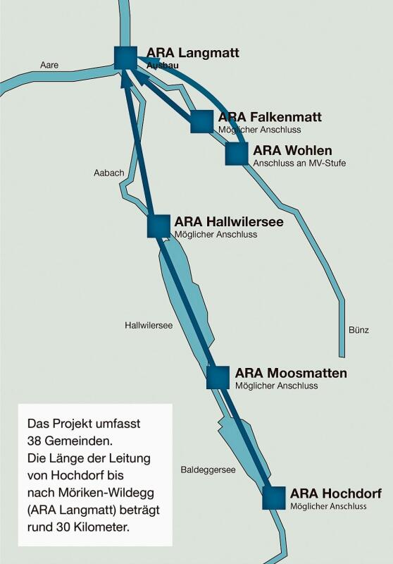 Einzugsgebiet: Übersichtsplan der geplanten ARA Seetal. Foto: zvg
