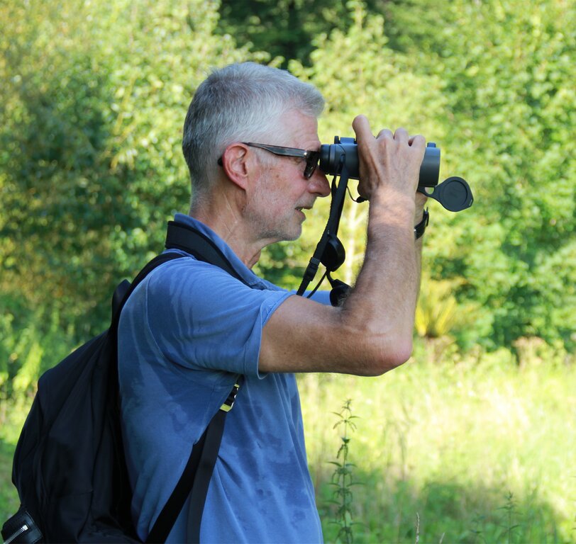 Hält Ausschau nach Sommervögeln: Schmetterlingsexperte Claude Müller aus Lenzburg. Foto: Alfred Gassmann
