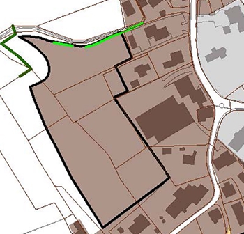 Westlich der Hauptstrasse: Areal Chilchmatt (schwarz umrandet).