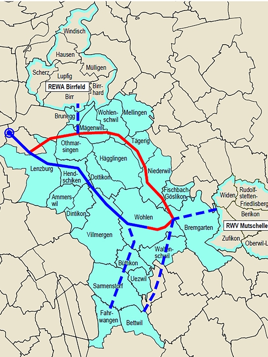 <em>Rote Linie:</em> Geplante neue Leitung.
