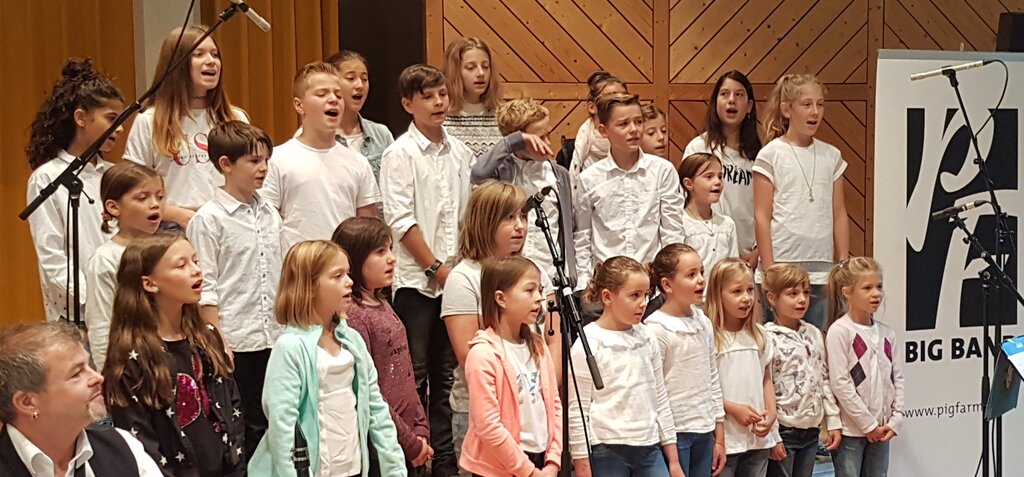 <em>Haben an der Swing-Matinée ebenfalls ihren grossen Auftritt:</em> Die Kinder des von Cathryn Lehmann geleiteten Jugendchors Funkybees aus Ennetbaden. Foto: zvg