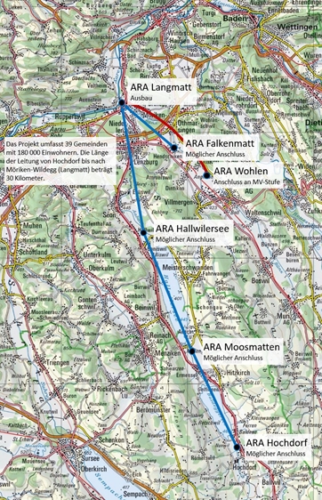 <em>Grosses Einzugsgebiet:</em> Karte der geplanten ARA Seetal. Foto: zvg
