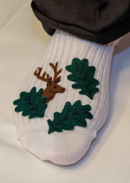 <em>Zu Ehren des Försters:</em> Vorsänger-Socke. <em>Zu Ehren des Försters:</em> Vorsänger-Socke.