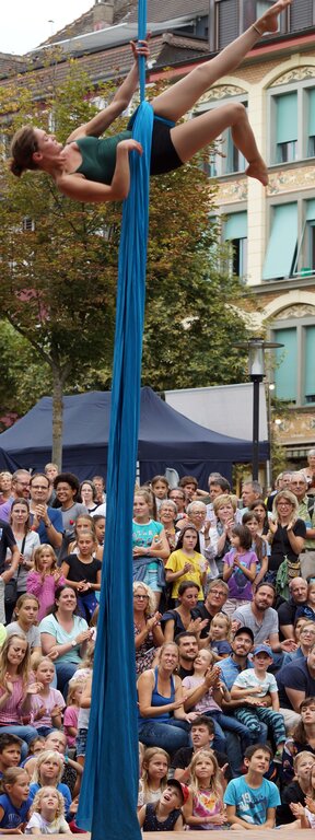 <em>In luftiger Höhe:</em> «Creamina Circus Art» sorgten bei einigen Besuchern für Schmerzen im Genick.