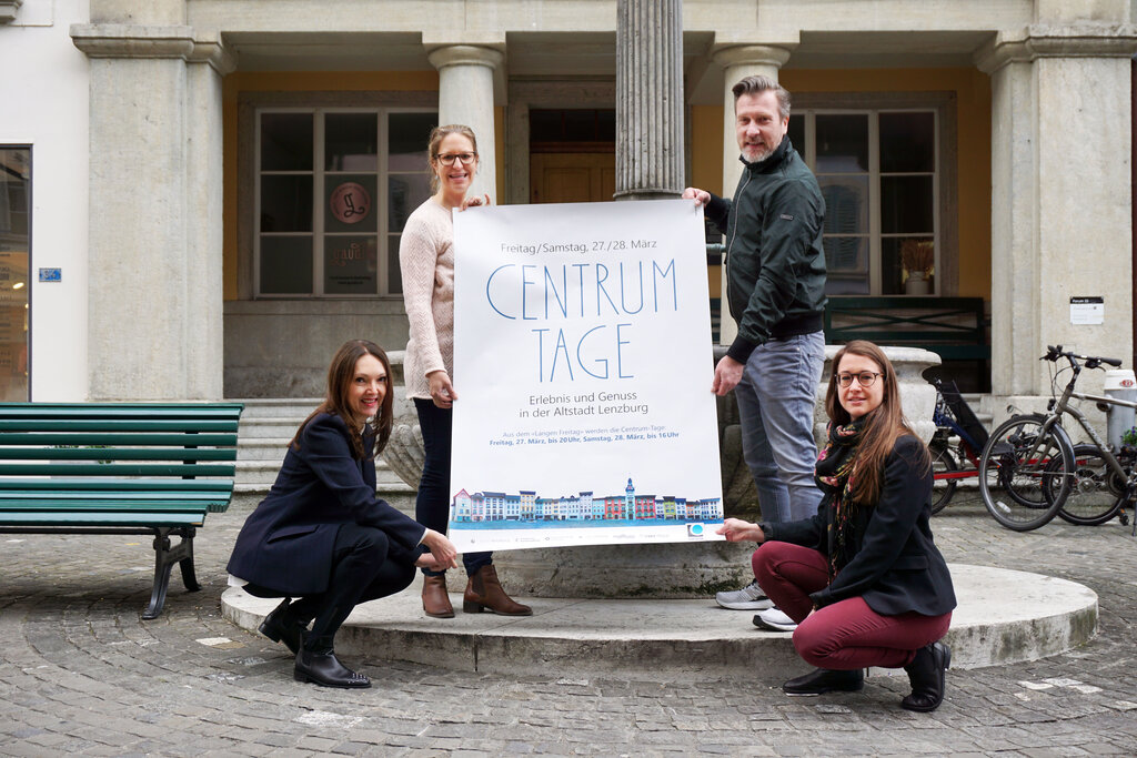 Sie stehen hinter «Centrum-Tage»: Die Mitglieder der Arbeitsgruppe von links: Patrice Bérard, Valerie Dietiker, Matthias Günther und Kathrin Steinmann. Foto: zvg